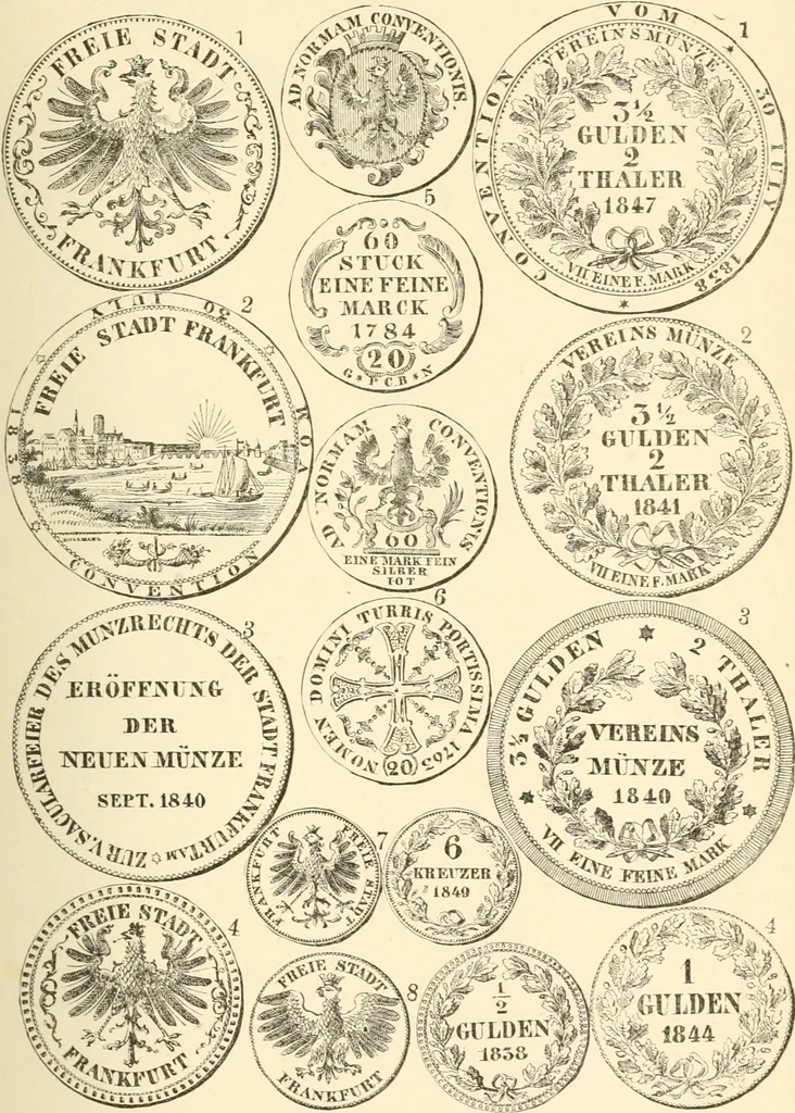 An illustration from Illustrated encyclopaedia of gold and silver coins of the world; illustrating the modern, ancient, current and curious, from A.D. 1885 back to B.C. 700, 1886, leaf 158