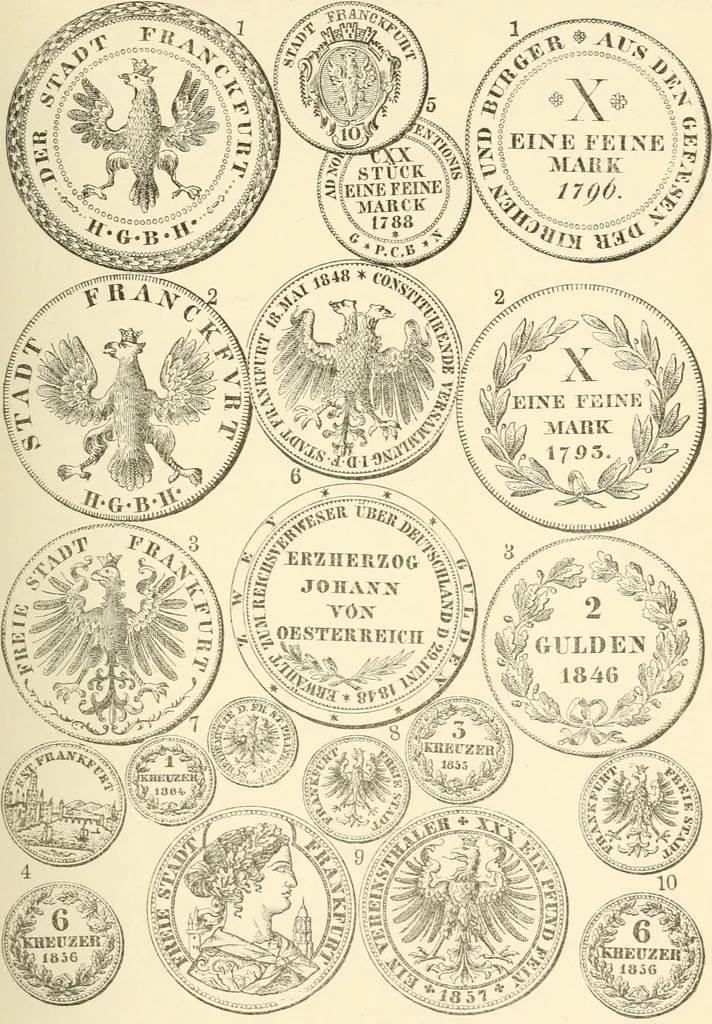 An illustration from Illustrated encyclopaedia of gold and silver coins of the world; illustrating the modern, ancient, current and curious, from A.D. 1885 back to B.C. 700, 1886, leaf 160