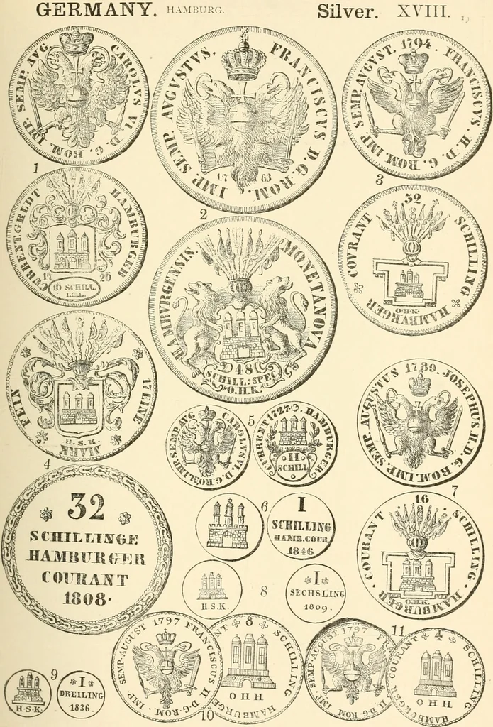 An illustration from Illustrated encyclopaedia of gold and silver coins of the world; illustrating the modern, ancient, current and curious, from A.D. 1885 back to B.C. 700, 1886, leaf 162