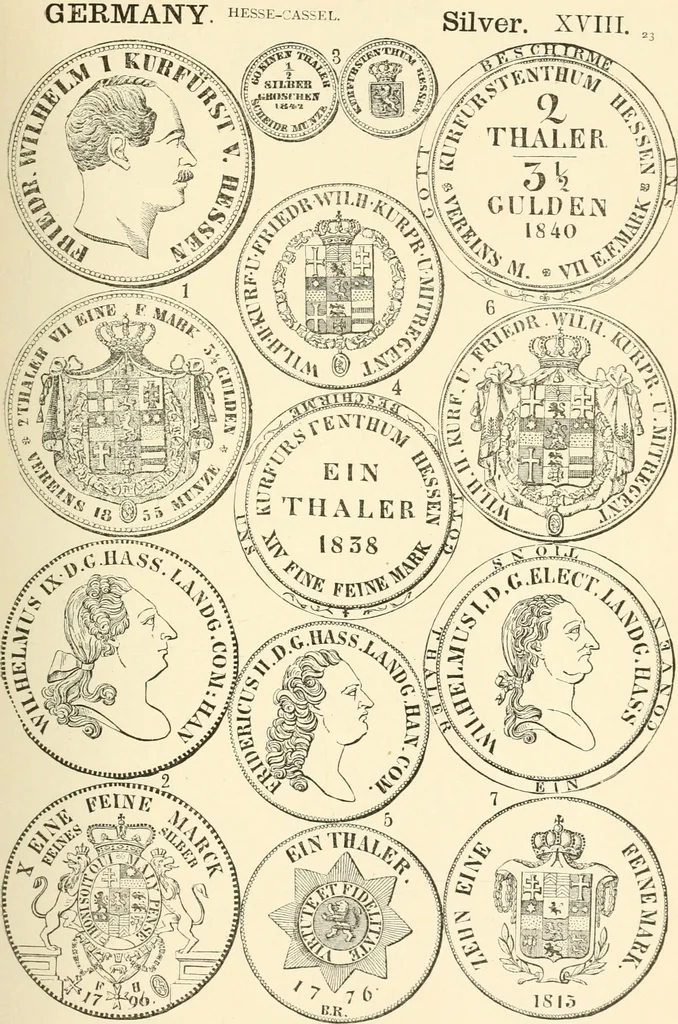 An illustration from Illustrated encyclopaedia of gold and silver coins of the world; illustrating the modern, ancient, current and curious, from A.D. 1885 back to B.C. 700, 1886, leaf 170