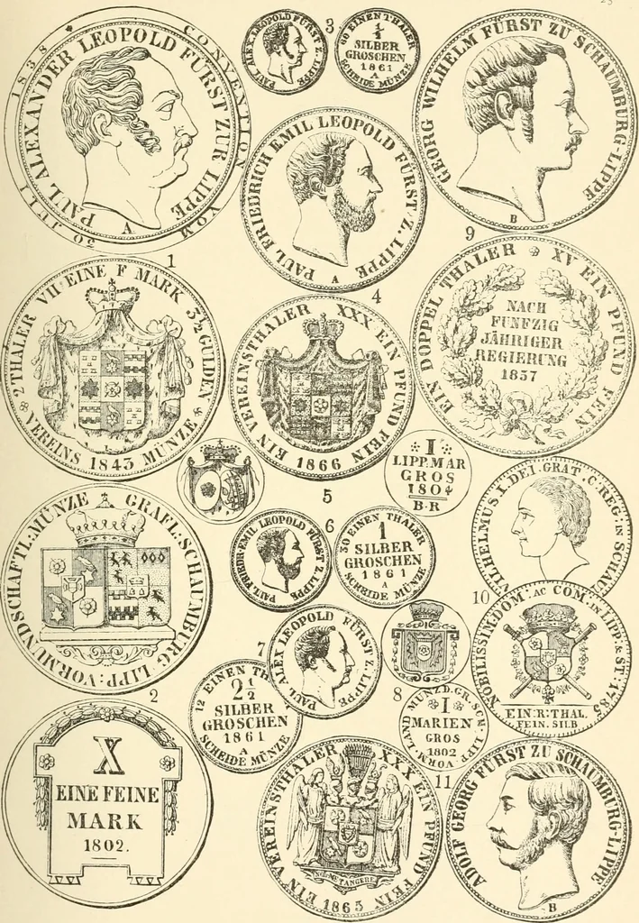 An illustration from Illustrated encyclopaedia of gold and silver coins of the world; illustrating the modern, ancient, current and curious, from A.D. 1885 back to B.C. 700, 1886, leaf 174