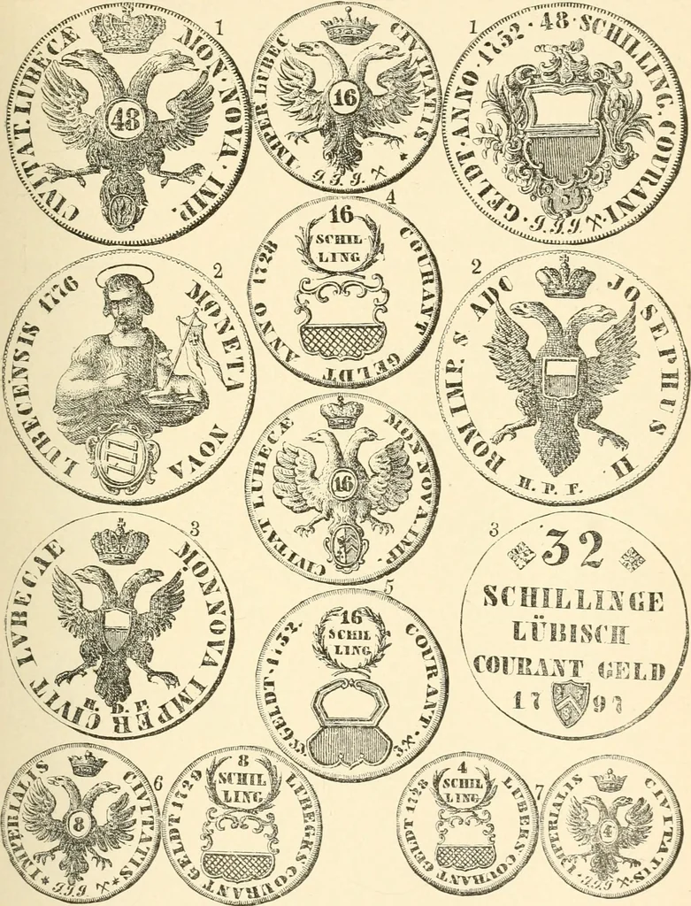 An illustration from Illustrated encyclopaedia of gold and silver coins of the world; illustrating the modern, ancient, current and curious, from A.D. 1885 back to B.C. 700, 1886, leaf 176