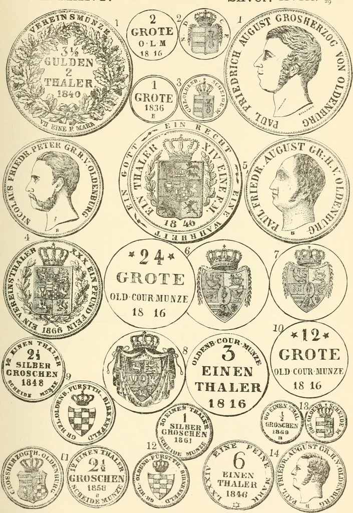 An illustration from Illustrated encyclopaedia of gold and silver coins of the world; illustrating the modern, ancient, current and curious, from A.D. 1885 back to B.C. 700, 1886, leaf 182