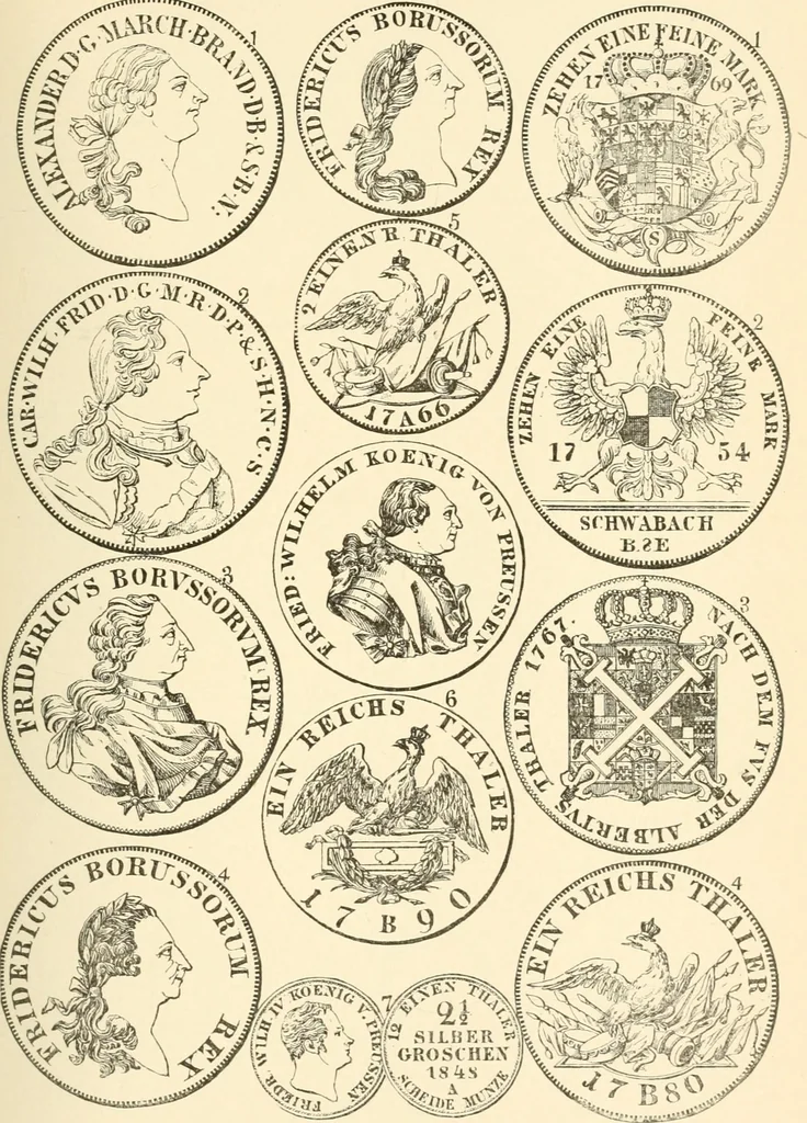An illustration from Illustrated encyclopaedia of gold and silver coins of the world; illustrating the modern, ancient, current and curious, from A.D. 1885 back to B.C. 700, 1886, leaf 196