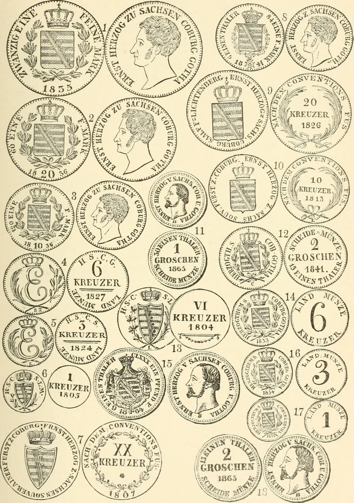 An illustration from Illustrated encyclopaedia of gold and silver coins of the world; illustrating the modern, ancient, current and curious, from A.D. 1885 back to B.C. 700, 1886, leaf 202