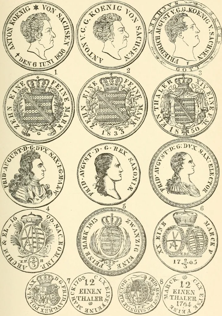 An illustration from Illustrated encyclopaedia of gold and silver coins of the world; illustrating the modern, ancient, current and curious, from A.D. 1885 back to B.C. 700, 1886, leaf 208