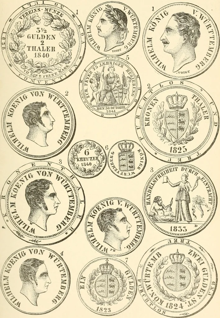 An illustration from Illustrated encyclopaedia of gold and silver coins of the world; illustrating the modern, ancient, current and curious, from A.D. 1885 back to B.C. 700, 1886, leaf 218