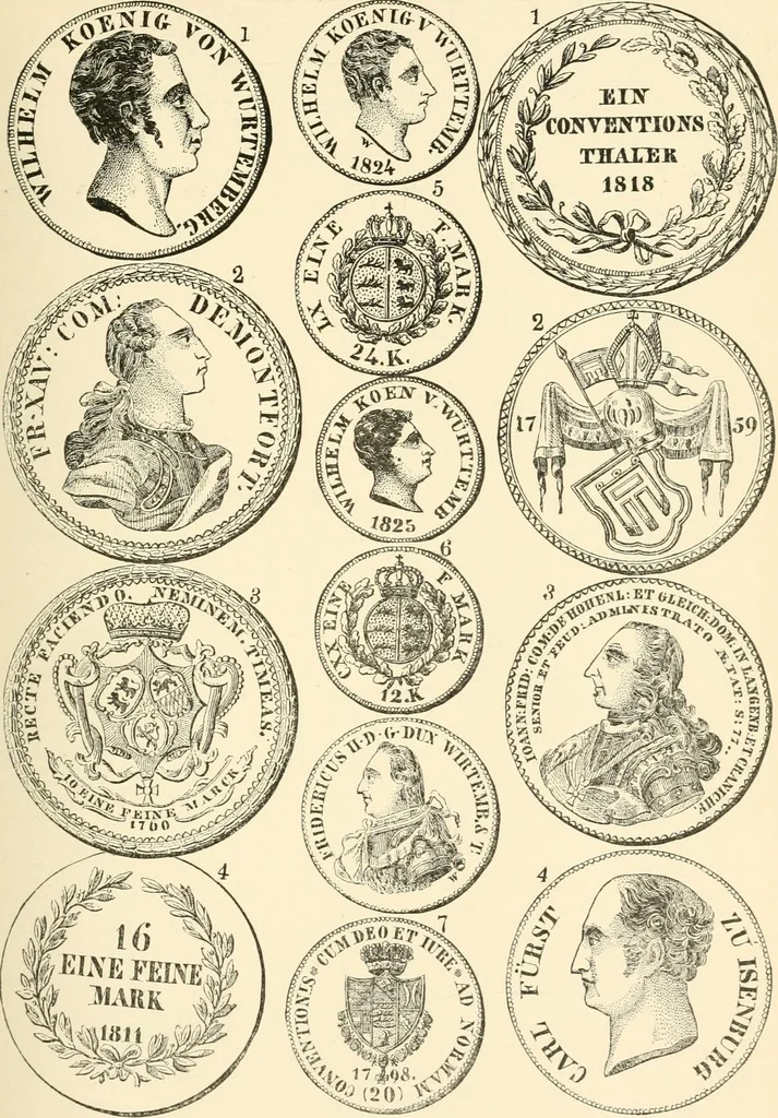 An illustration from Illustrated encyclopaedia of gold and silver coins of the world; illustrating the modern, ancient, current and curious, from A.D. 1885 back to B.C. 700, 1886, leaf 222