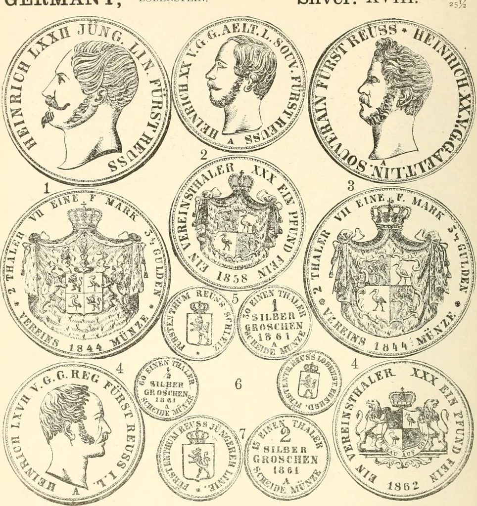 An illustration from Illustrated encyclopaedia of gold and silver coins of the world; illustrating the modern, ancient, current and curious, from A.D. 1885 back to B.C. 700, 1886, leaf 227