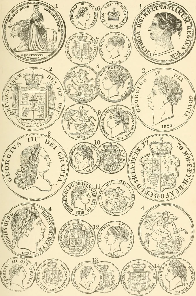 An illustration from Illustrated encyclopaedia of gold and silver coins of the world; illustrating the modern, ancient, current and curious, from A.D. 1885 back to B.C. 700, 1886, leaf 230