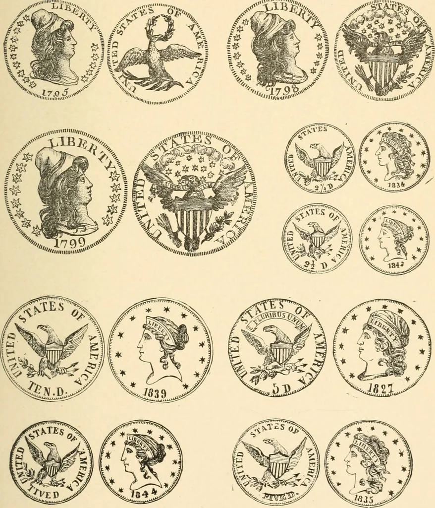 An illustration from Illustrated encyclopaedia of gold and silver coins of the world; illustrating the modern, ancient, current and curious, from A.D. 1885 back to B.C. 700, 1886, leaf 24