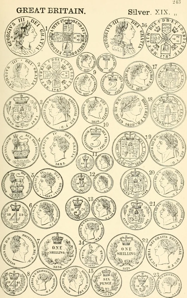 An illustration from Illustrated encyclopaedia of gold and silver coins of the world; illustrating the modern, ancient, current and curious, from A.D. 1885 back to B.C. 700, 1886, leaf 250