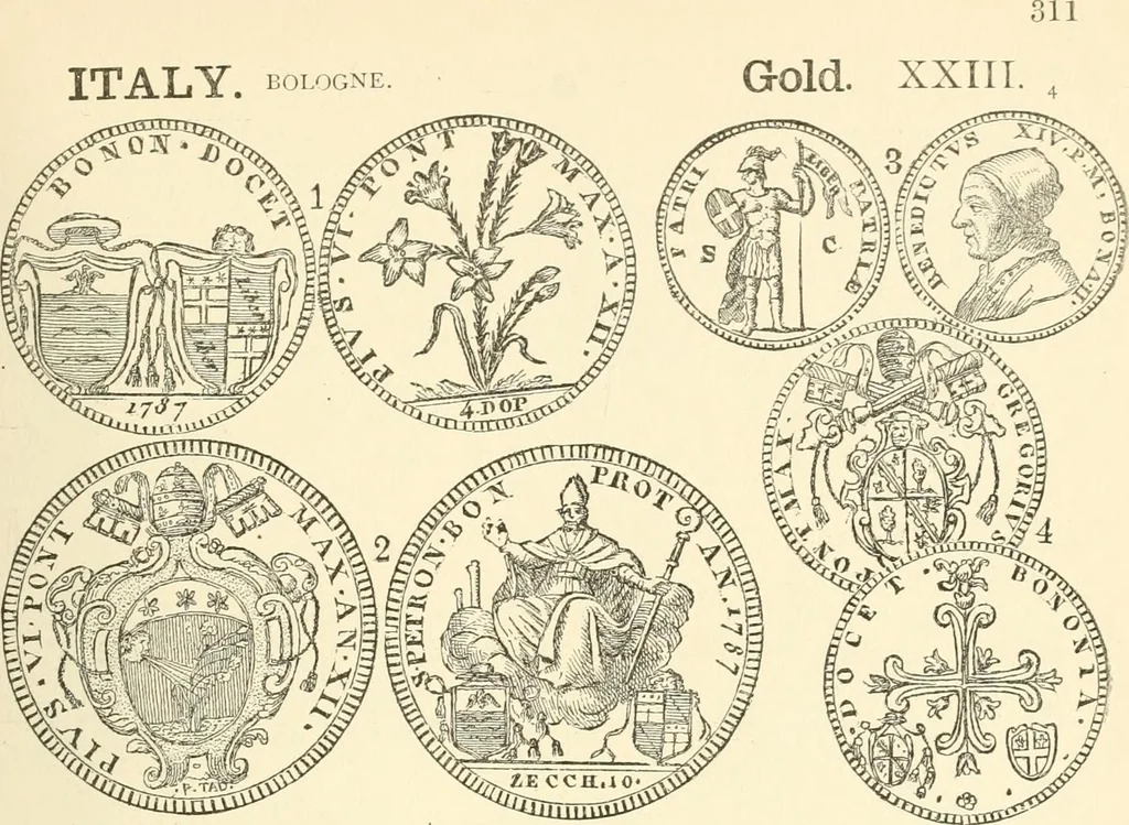 An illustration from Illustrated encyclopaedia of gold and silver coins of the world; illustrating the modern, ancient, current and curious, from A.D. 1885 back to B.C. 700, 1886, leaf 314