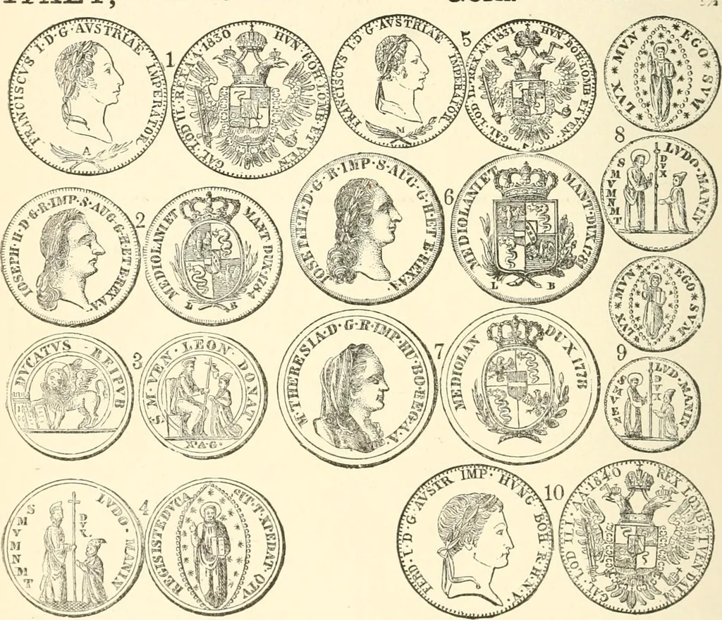 An illustration from Illustrated encyclopaedia of gold and silver coins of the world; illustrating the modern, ancient, current and curious, from A.D. 1885 back to B.C. 700, 1886, leaf 315