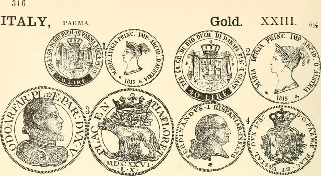 An illustration from Illustrated encyclopaedia of gold and silver coins of the world; illustrating the modern, ancient, current and curious, from A.D. 1885 back to B.C. 700, 1886, leaf 319