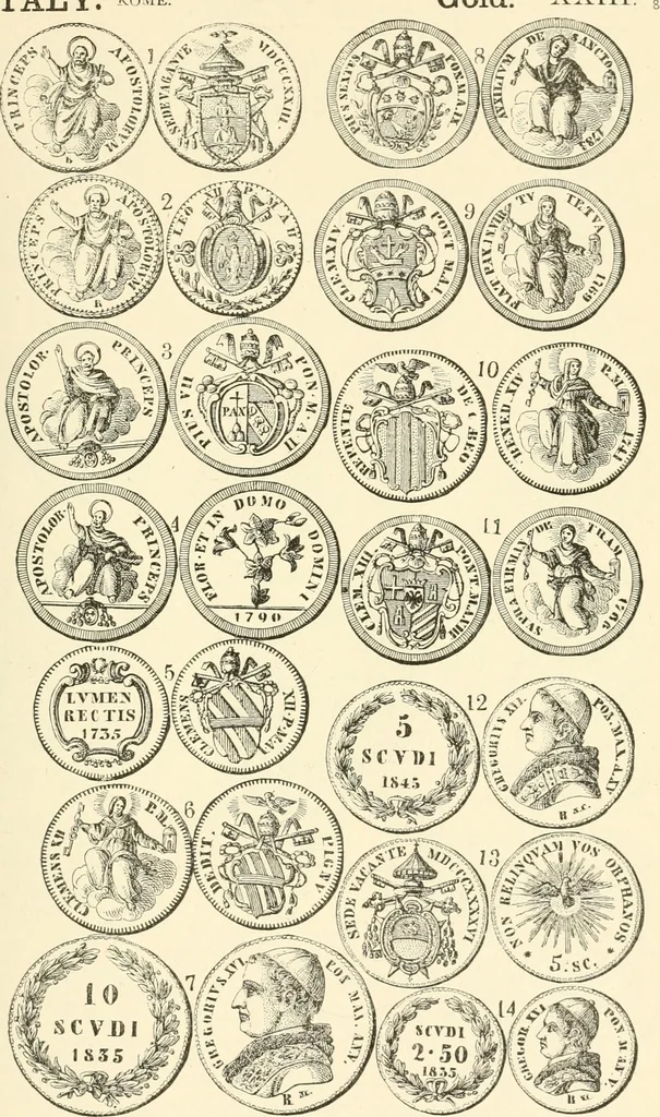 An illustration from Illustrated encyclopaedia of gold and silver coins of the world; illustrating the modern, ancient, current and curious, from A.D. 1885 back to B.C. 700, 1886, leaf 322