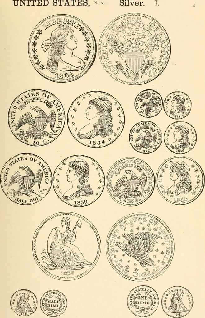 An illustration from Illustrated encyclopaedia of gold and silver coins of the world; illustrating the modern, ancient, current and curious, from A.D. 1885 back to B.C. 700, 1886, leaf 34