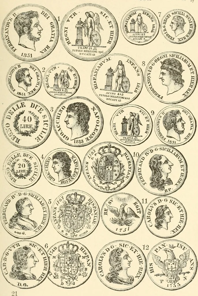 An illustration from Illustrated encyclopaedia of gold and silver coins of the world; illustrating the modern, ancient, current and curious, from A.D. 1885 back to B.C. 700, 1886, leaf 340