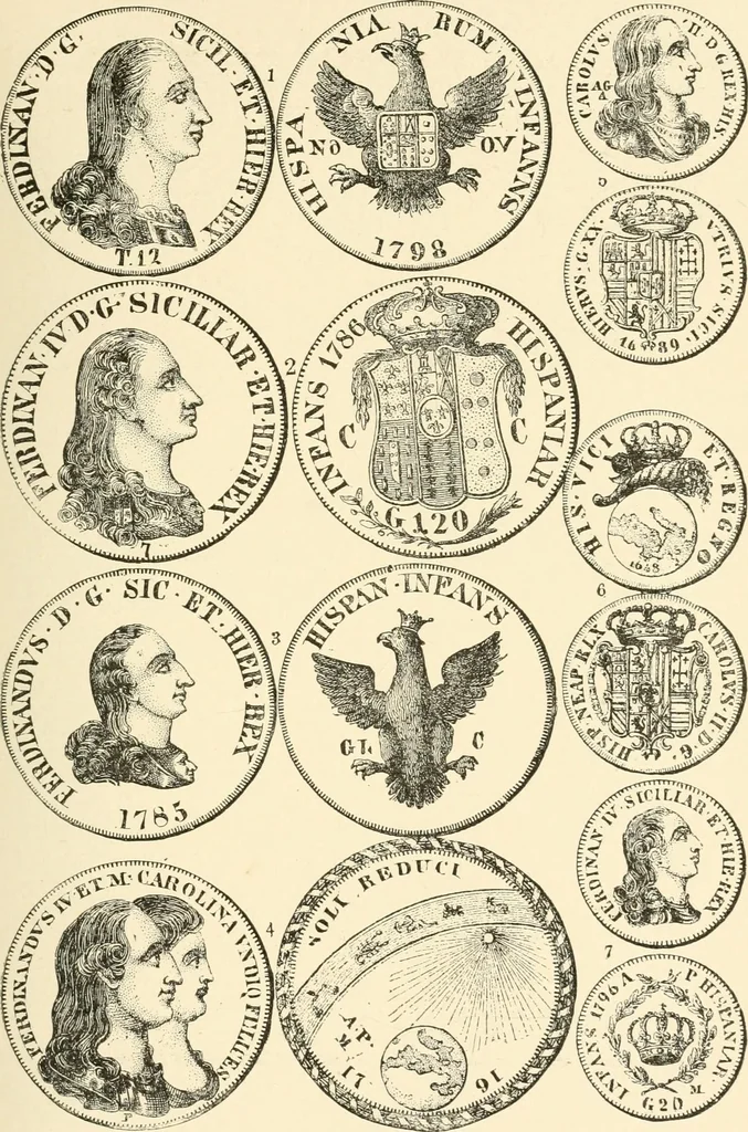 An illustration from Illustrated encyclopaedia of gold and silver coins of the world; illustrating the modern, ancient, current and curious, from A.D. 1885 back to B.C. 700, 1886, leaf 348