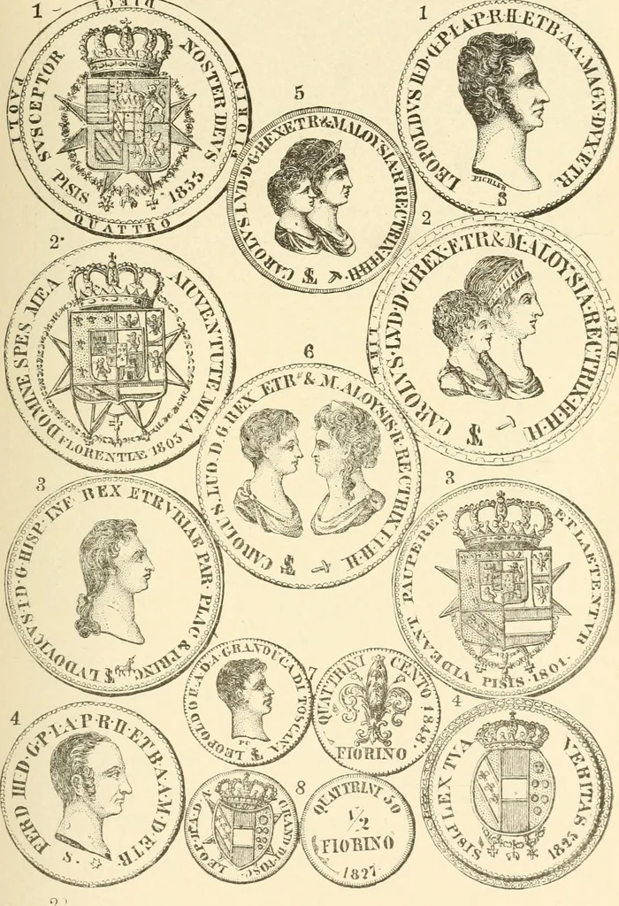 An illustration from Illustrated encyclopaedia of gold and silver coins of the world; illustrating the modern, ancient, current and curious, from A.D. 1885 back to B.C. 700, 1886, leaf 356