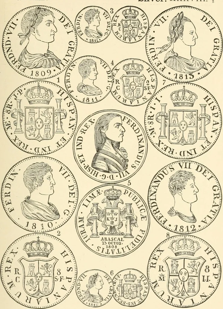 An illustration from Illustrated encyclopaedia of gold and silver coins of the world; illustrating the modern, ancient, current and curious, from A.D. 1885 back to B.C. 700, 1886, leaf 406