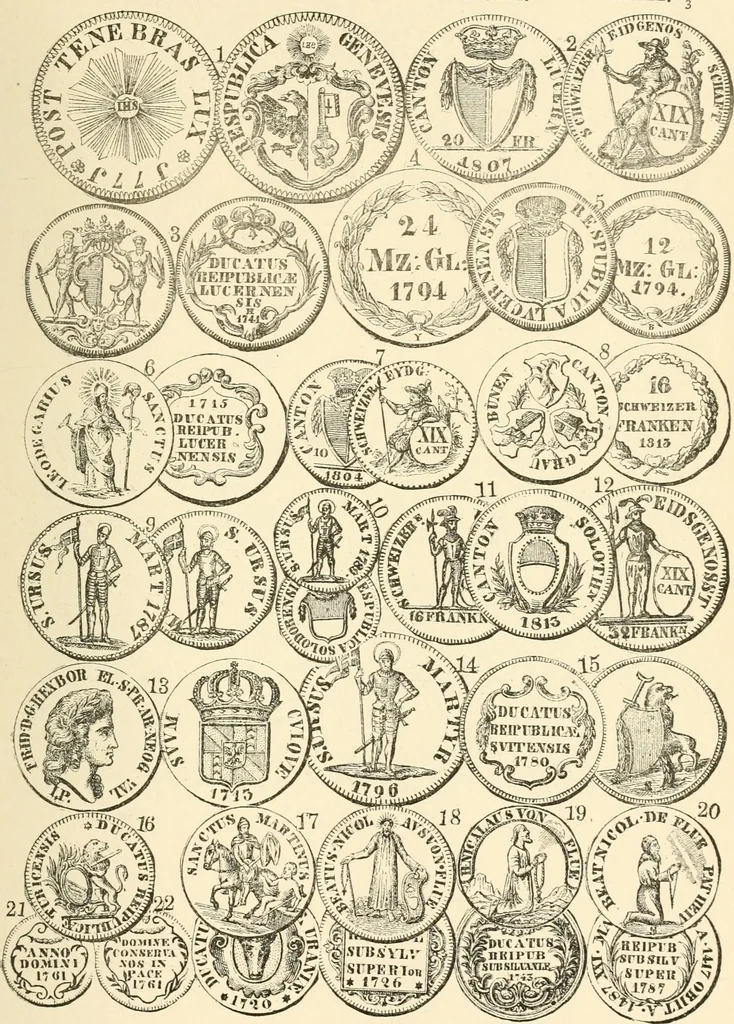 An illustration from Illustrated encyclopaedia of gold and silver coins of the world; illustrating the modern, ancient, current and curious, from A.D. 1885 back to B.C. 700, 1886, leaf 454