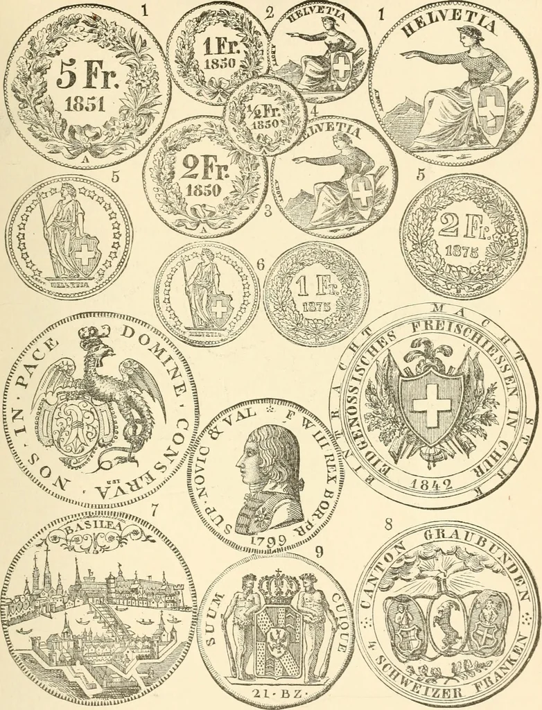 An illustration from Illustrated encyclopaedia of gold and silver coins of the world; illustrating the modern, ancient, current and curious, from A.D. 1885 back to B.C. 700, 1886, leaf 458