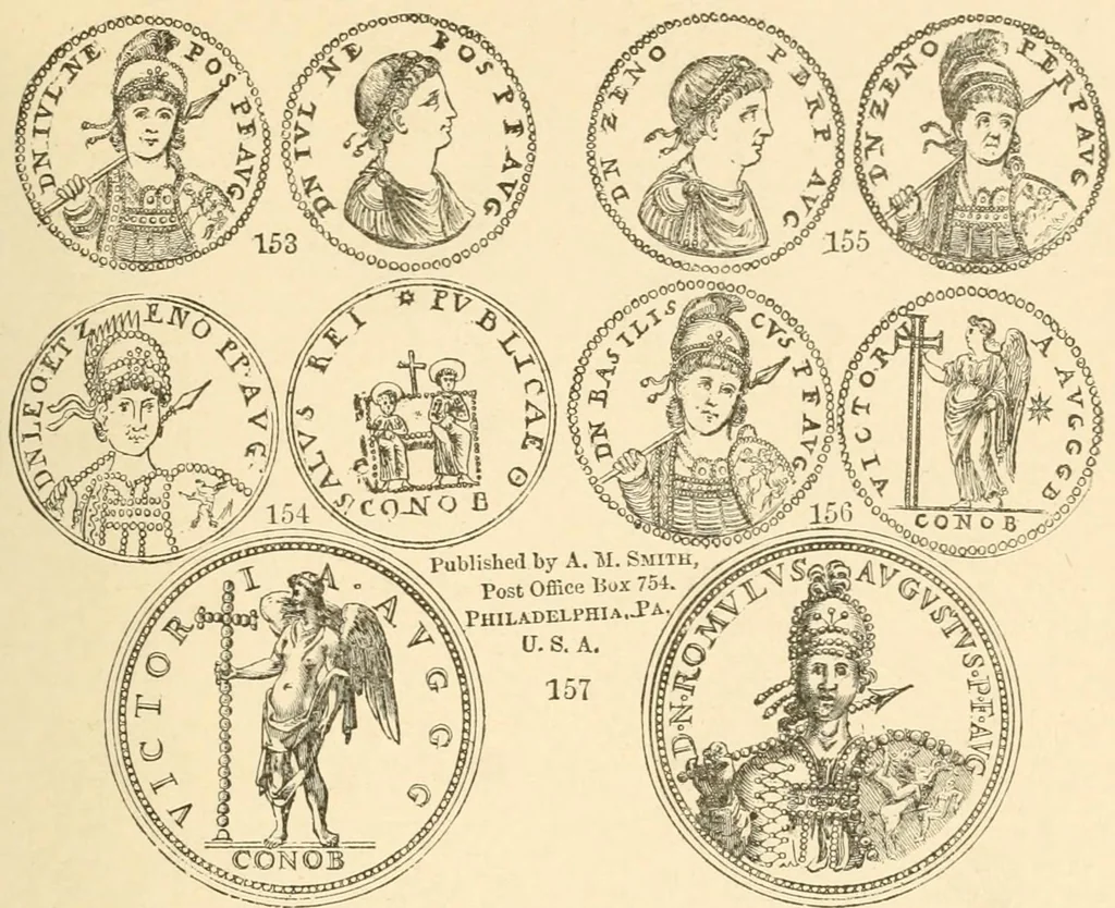 An illustration from Illustrated encyclopaedia of gold and silver coins of the world; illustrating the modern, ancient, current and curious, from A.D. 1885 back to B.C. 700, 1886, leaf 506