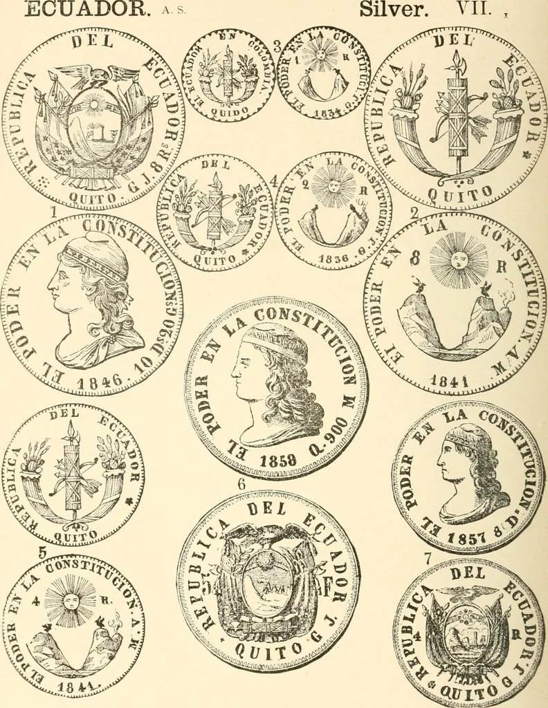 An illustration from Illustrated encyclopaedia of gold and silver coins of the world; illustrating the modern, ancient, current and curious, from A.D. 1885 back to B.C. 700, 1886, leaf 57