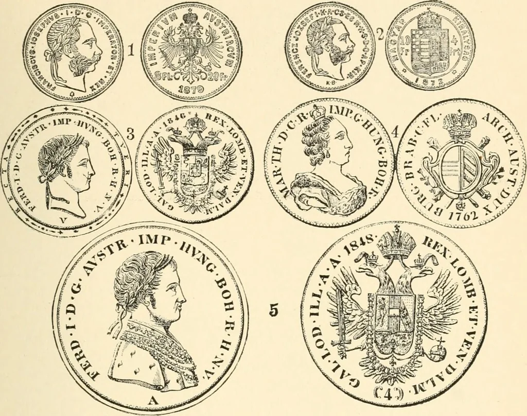 An illustration from Illustrated encyclopaedia of gold and silver coins of the world; illustrating the modern, ancient, current and curious, from A.D. 1885 back to B.C. 700, 1886, leaf 76