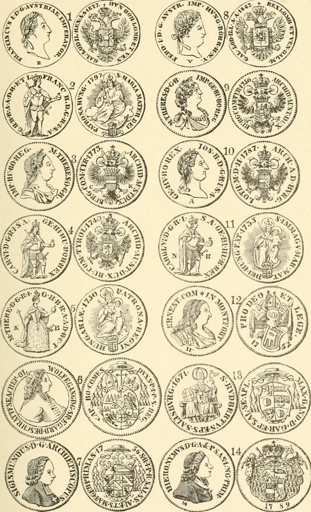An illustration from Illustrated encyclopaedia of gold and silver coins of the world; illustrating the modern, ancient, current and curious, from A.D. 1885 back to B.C. 700, 1886, leaf 78