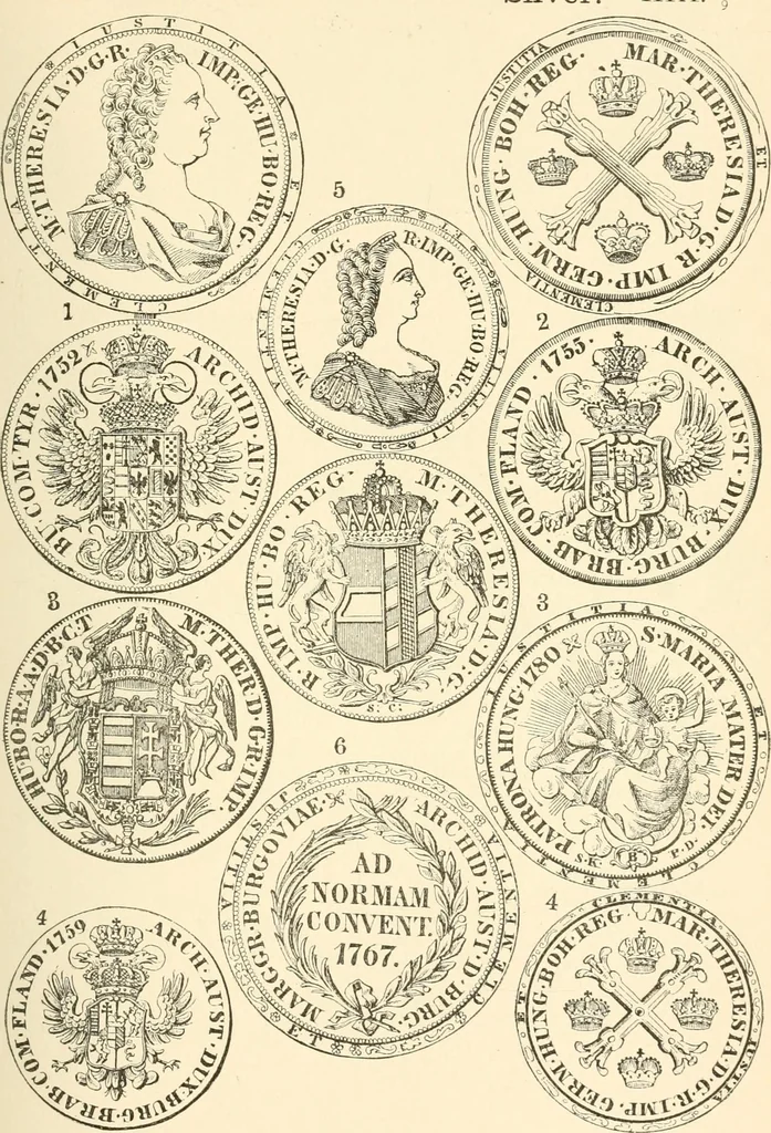 An illustration from Illustrated encyclopaedia of gold and silver coins of the world; illustrating the modern, ancient, current and curious, from A.D. 1885 back to B.C. 700, 1886, leaf 92