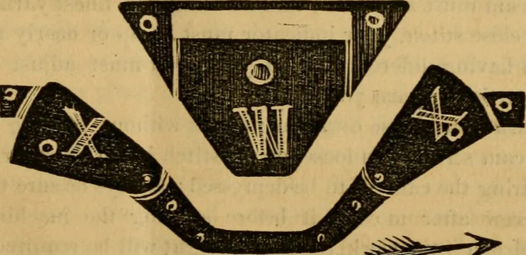 An illustration from Illustrated instructions for setting up and running the Bickford family knitting machine, also for making the different articles thereon .., 1871, leaf 10