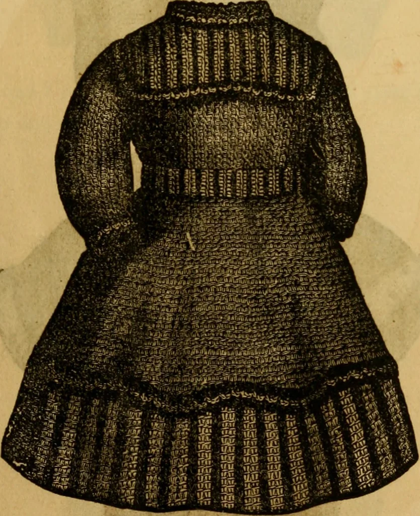 An illustration from Illustrated instructions for setting up and running the Bickford family knitting machine, also for making the different articles thereon .., 1871, leaf 28