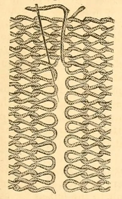 An illustration from Illustrated instruction book for the Bickford family knitting machine, 1873, leaf 31