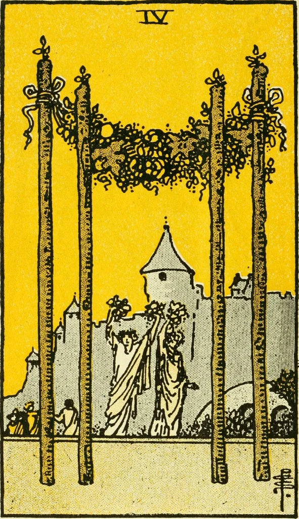 An illustration from The illustrated key to the tarot, the veil of divination, illustrating the greater and lesser arcana, embracing: The veil and its symbols. Secret tradition under the veil of divination. Art of tarot divination. Outer method of the oracles. The tarot in history. Inner symbolism. The greater keys, 1918, leaf 103