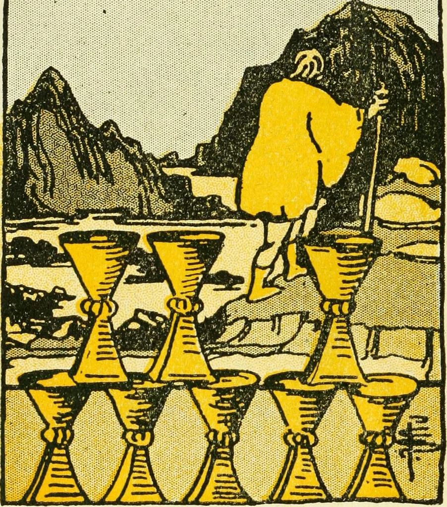An illustration from The illustrated key to the tarot, the veil of divination, illustrating the greater and lesser arcana, embracing: The veil and its symbols. Secret tradition under the veil of divination. Art of tarot divination. Outer method of the oracles. The tarot in history. Inner symbolism. The greater keys, 1918, leaf 113