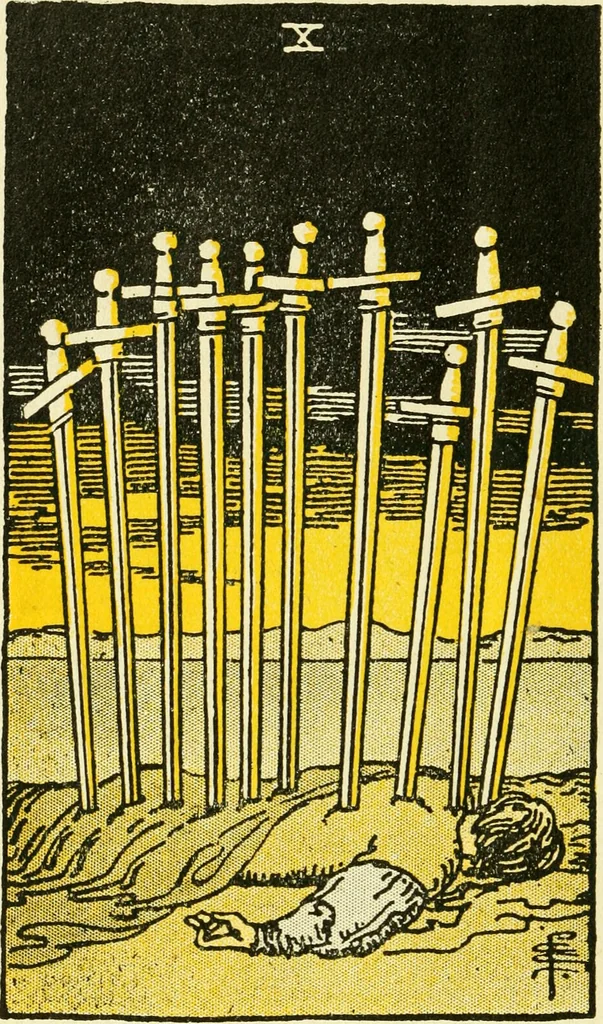 An illustration from The illustrated key to the tarot, the veil of divination, illustrating the greater and lesser arcana, embracing: The veil and its symbols. Secret tradition under the veil of divination. Art of tarot divination. Outer method of the oracles. The tarot in history. Inner symbolism. The greater keys, 1918, leaf 125