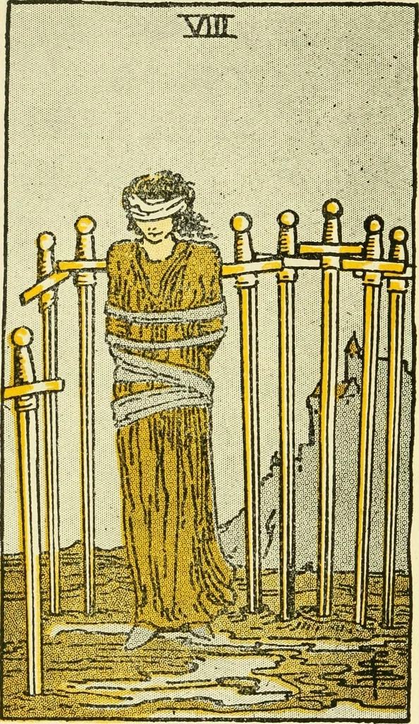 An illustration from The illustrated key to the tarot, the veil of divination, illustrating the greater and lesser arcana, embracing: The veil and its symbols. Secret tradition under the veil of divination. Art of tarot divination. Outer method of the oracles. The tarot in history. Inner symbolism. The greater keys, 1918, leaf 127