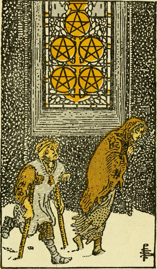 An illustration from The illustrated key to the tarot, the veil of divination, illustrating the greater and lesser arcana, embracing: The veil and its symbols. Secret tradition under the veil of divination. Art of tarot divination. Outer method of the oracles. The tarot in history. Inner symbolism. The greater keys, 1918, leaf 144
