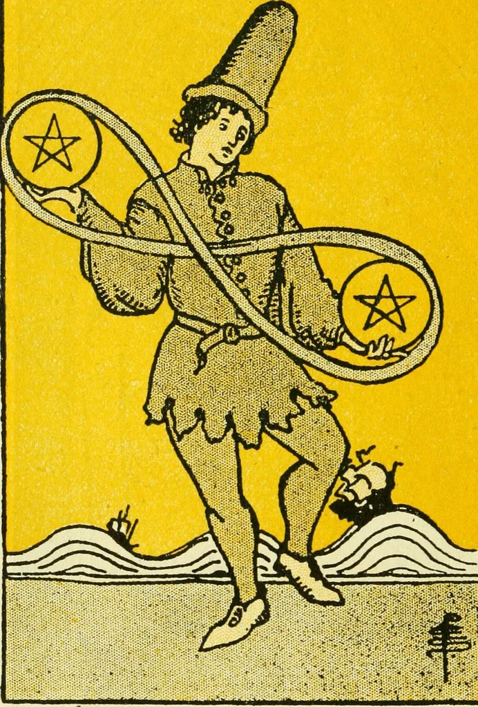 An illustration from The illustrated key to the tarot, the veil of divination, illustrating the greater and lesser arcana, embracing: The veil and its symbols. Secret tradition under the veil of divination. Art of tarot divination. Outer method of the oracles. The tarot in history. Inner symbolism. The greater keys, 1918, leaf 147