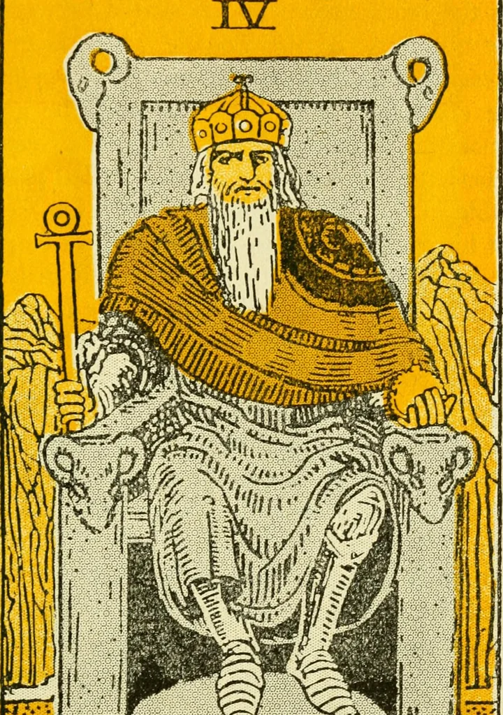 An illustration from The illustrated key to the tarot, the veil of divination, illustrating the greater and lesser arcana, embracing: The veil and its symbols. Secret tradition under the veil of divination. Art of tarot divination. Outer method of the oracles. The tarot in history. Inner symbolism. The greater keys, 1918, leaf 50