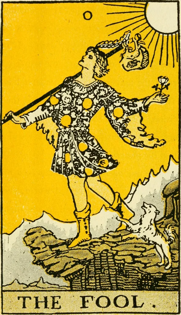 An illustration from The illustrated key to the tarot, the veil of divination, illustrating the greater and lesser arcana, embracing: The veil and its symbols. Secret tradition under the veil of divination. Art of tarot divination. Outer method of the oracles. The tarot in history. Inner symbolism. The greater keys, 1918, leaf 84