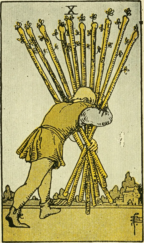 An illustration from The illustrated key to the tarot, the veil of divination, illustrating the greater and lesser arcana, embracing: The veil and its symbols. Secret tradition under the veil of divination. Art of tarot divination. Outer method of the oracles. The tarot in history. Inner symbolism. The greater keys, 1918, leaf 97