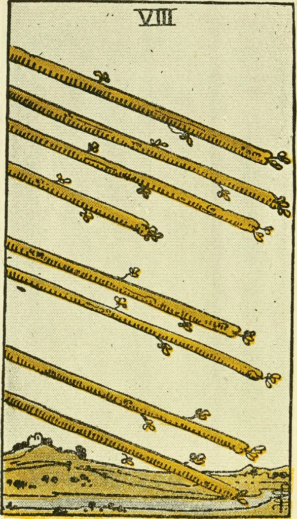 An illustration from The illustrated key to the tarot, the veil of divination, illustrating the greater and lesser arcana, embracing: The veil and its symbols. Secret tradition under the veil of divination. Art of tarot divination. Outer method of the oracles. The tarot in history. Inner symbolism. The greater keys, 1918, leaf 99