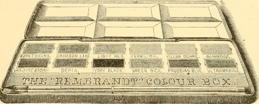 An illustration from Illustrated price list of artists' materials : comprising a complete list of painting and drawing materials for artists... materials for gilders, sign and coach-painters; etcher's and engravers' tools; also, materials for making wax and paper flowers., 1888, leaf 104