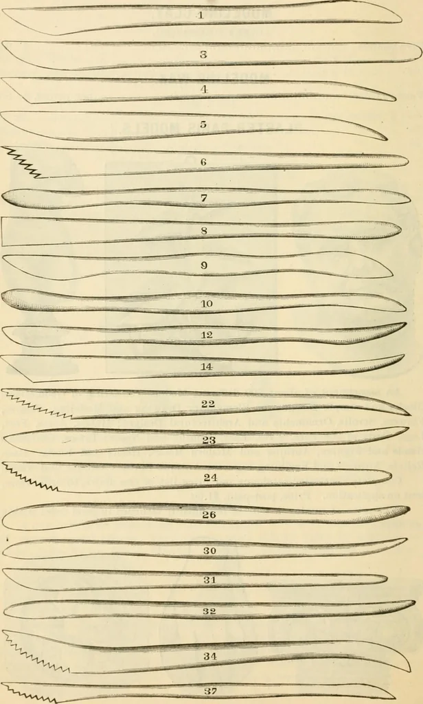 An illustration from Illustrated price list of artists' materials : comprising a complete list of painting and drawing materials for artists... materials for gilders, sign and coach-painters; etcher's and engravers' tools; also, materials for making wax and paper flowers., 1888, leaf 197