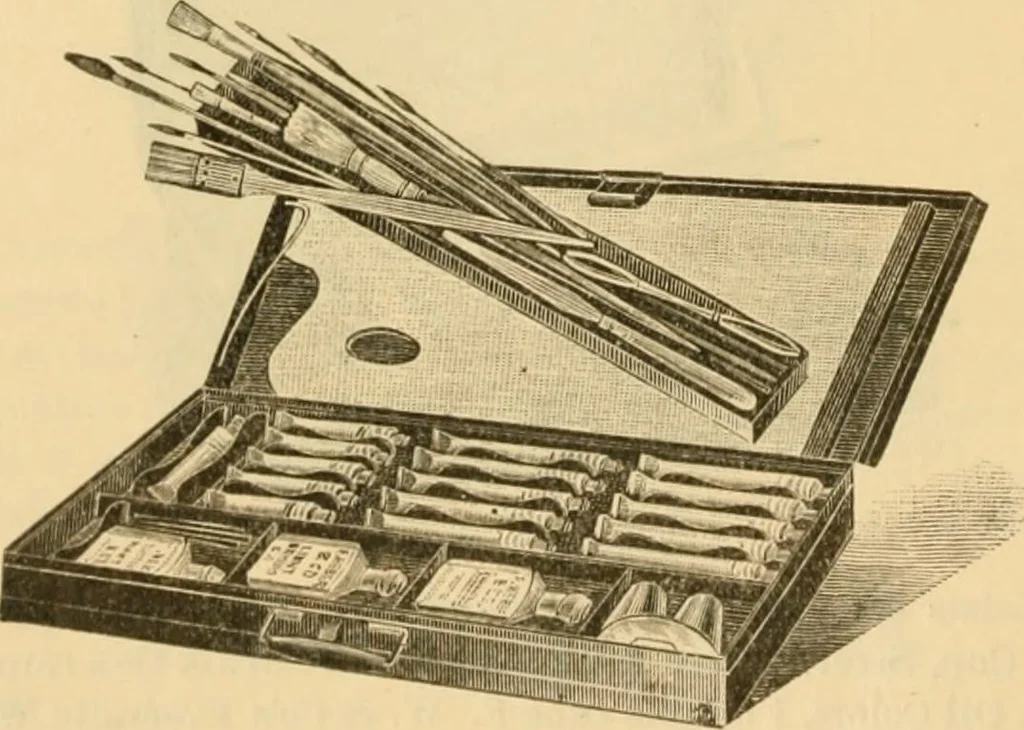 An illustration from Illustrated price list of artists' materials : comprising a complete list of painting and drawing materials for artists... materials for gilders, sign and coach-painters; etcher's and engravers' tools; also, materials for making wax and paper flowers., 1888, leaf 23