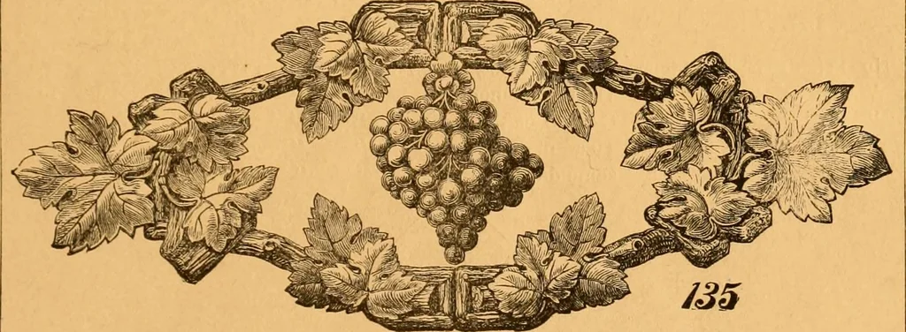 An illustration from Illustrated price list of patented artificial wood ornaments for furniture manufacturers, architects, builders, interior decorators, stair builders, car builders, organ manufacturers, steamboat builders, etc, etc., 1879, leaf 12