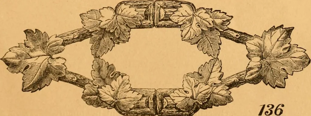 An illustration from Illustrated price list of patented artificial wood ornaments for furniture manufacturers, architects, builders, interior decorators, stair builders, car builders, organ manufacturers, steamboat builders, etc, etc., 1879, leaf 12